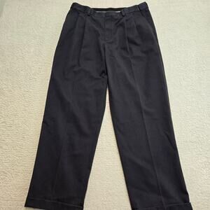 L. L. Bean Men's Comfort Waist Pleated Front Cotton Twill Pants Sz 35 Normcore